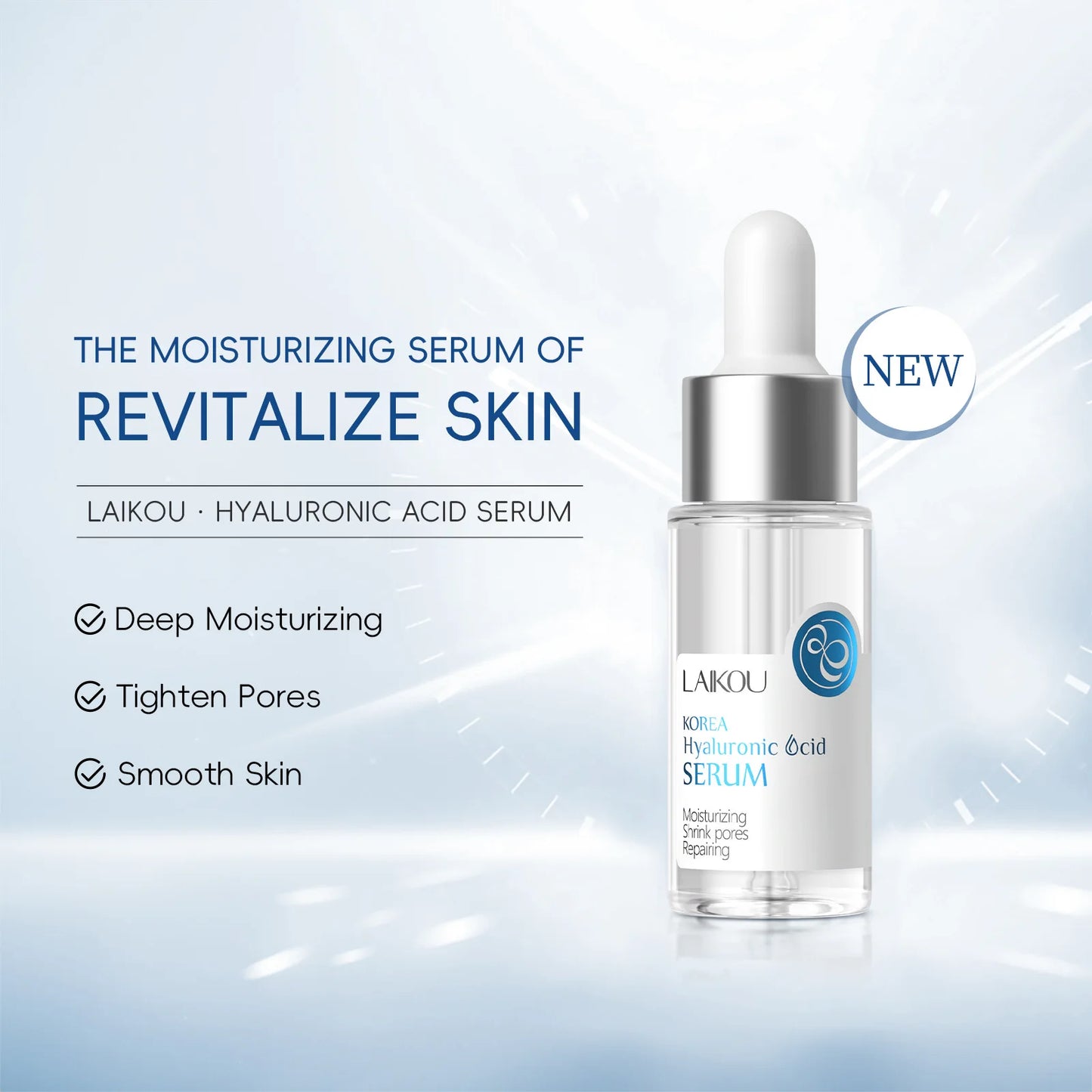 LAIKOU Hyaluronic Acid Serum Moisturizing Smoothing Face Essence Skin Care Shrink Pore Cream For Dry Facial Skin