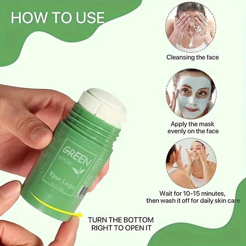 MELAO Natural Purifying Detox Clay Mask Green Tea Mud Masking For Face Green Mask Stick