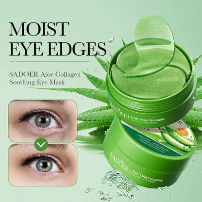 60 Pieces of Aloe Vera Collagen Eye Mask Moisturizing  Firming , Bright and Transparent Eye Mask Patches, Suitable for All Skin