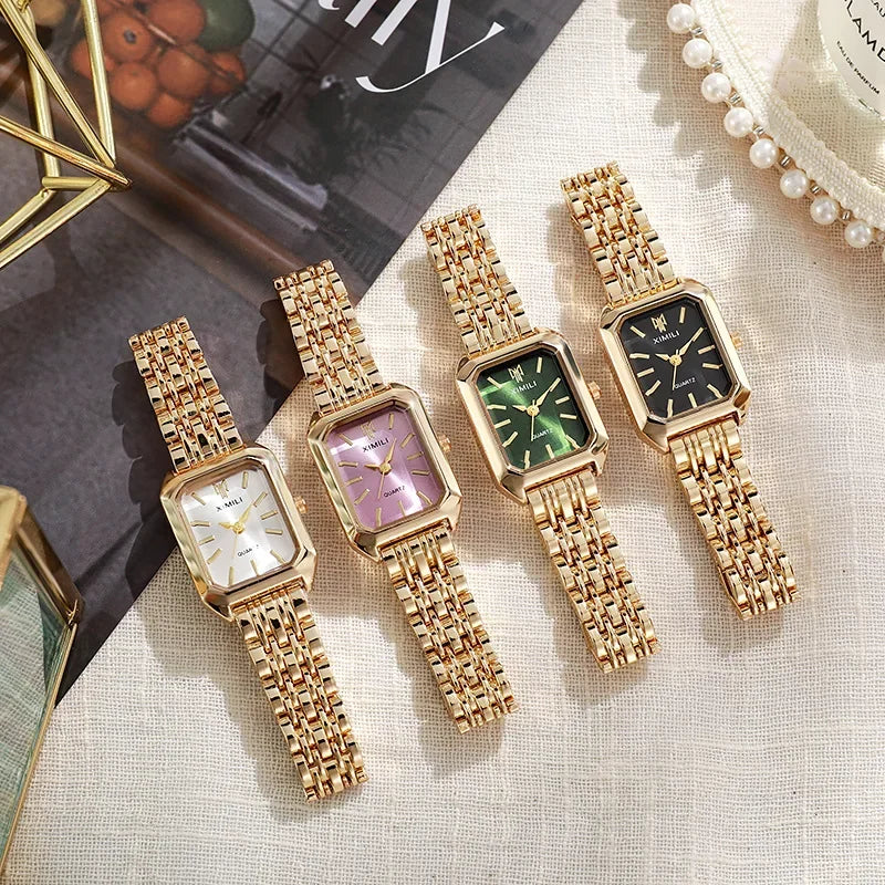 2026 Hot Brand Stainless Steel Strap Watch Women Luxury Gift Quartz Wristwatch Student Fashion Simple Square Quartz Watches