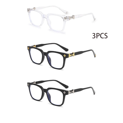 Classic 3Pcs Square Anti Blue Light Glasses For Men And Women Black & Transparent Frame Unisex Computer Wearing Women Glasses