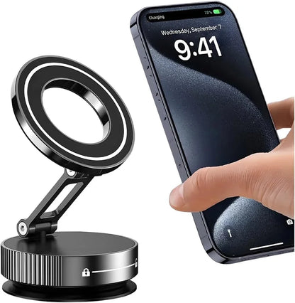 Upgraded Aluminum Alloy Nano Gel Vacuum Magnetic Phone Holder – 360° Rotating, 110LBS Strong Suction for Car, Kitchen & Smooth