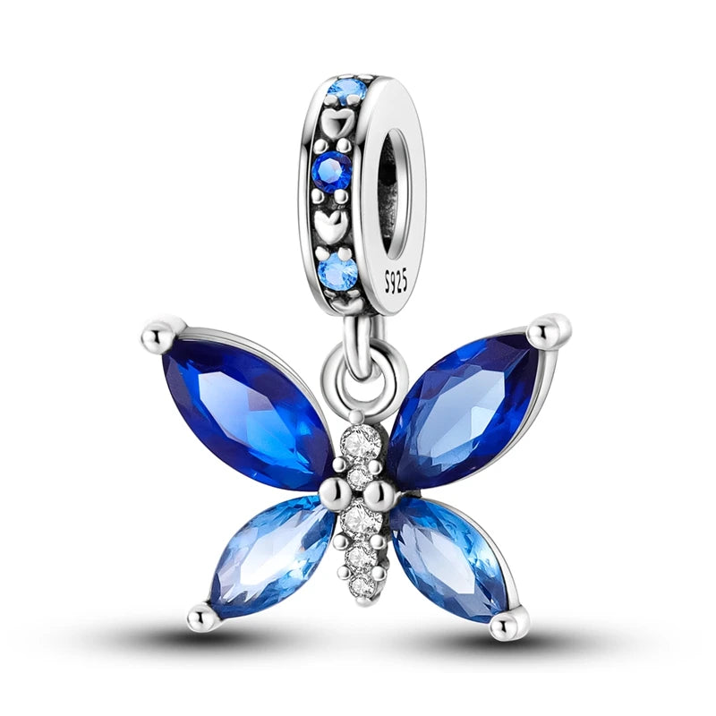 Colorful 925 Silver Plated Butterfly Zircon Charm Bead For Diy Bracelets