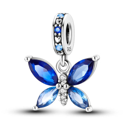Colorful 925 Silver Plated Butterfly Zircon Charm Bead For Diy Bracelets