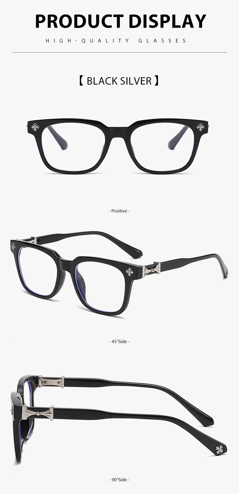 Classic 3Pcs Square Anti Blue Light Glasses For Men And Women Black & Transparent Frame Unisex Computer Wearing Women Glasses
