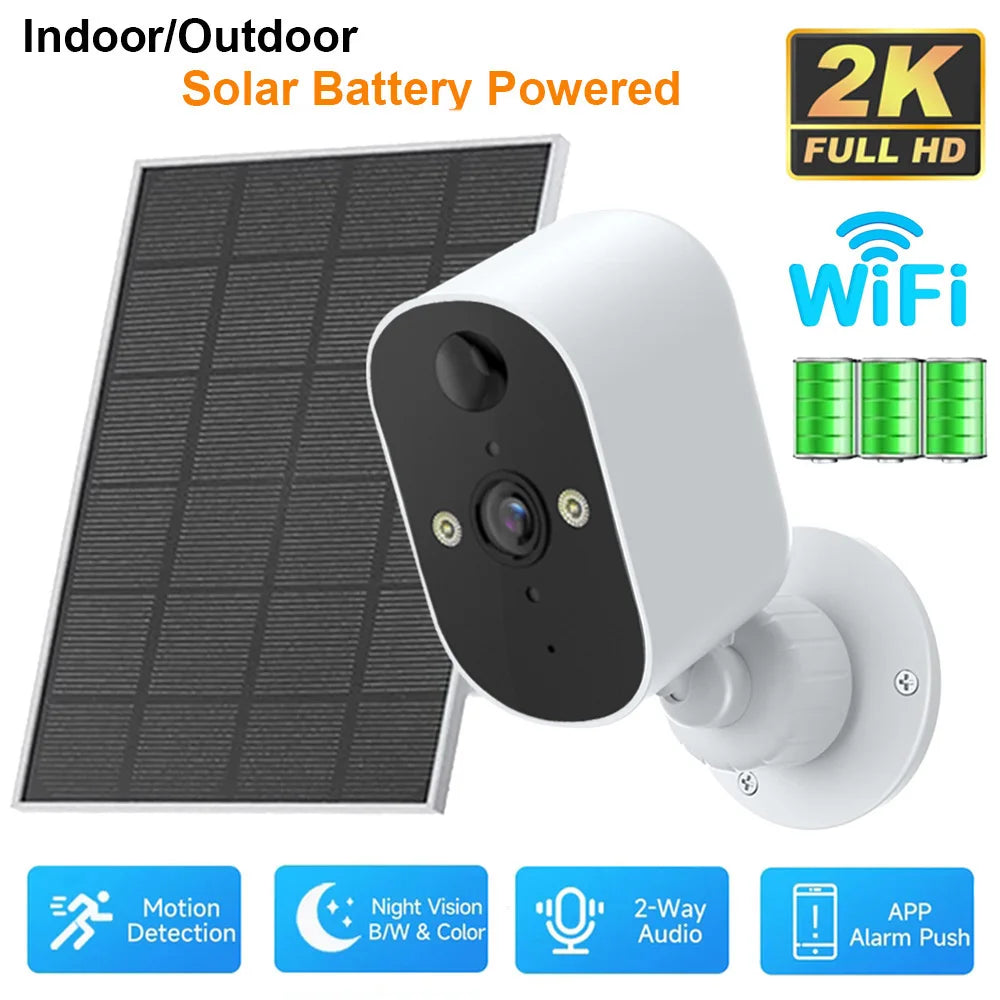 1080P WiFi Camera Solar Battery Outdoor Wireless Solar Powered Security Camera AI Motion Detection Two Way Audio Night Vision
