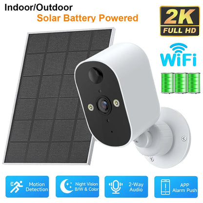 1080P WiFi Camera Solar Battery Outdoor Wireless Solar Powered Security Camera AI Motion Detection Two Way Audio Night Vision