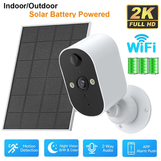 1080P WiFi Camera Solar Battery Outdoor Wireless Solar Powered Security Camera AI Motion Detection Two Way Audio Night Vision