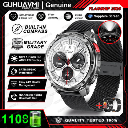 2026 New T-Rex3 Pro 1100mAh Battery Smart Watch GPS path 5ATM Waterproof Sports Run tracker Outdoors Compass Military Smartwatch