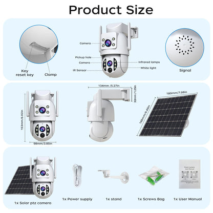JOOAN 4K Solar Security Camera Wireless Outdoor Dual Lens Solar IP Camera PIR Human Detection Night Vision Battery CCTV Camera