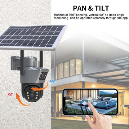 8MP 4K WiFi Solar Camera Outdoor Wireless CCTV Surveillance Camera With Solar Panel Dual Lens PTZ IP Cam Security Protection