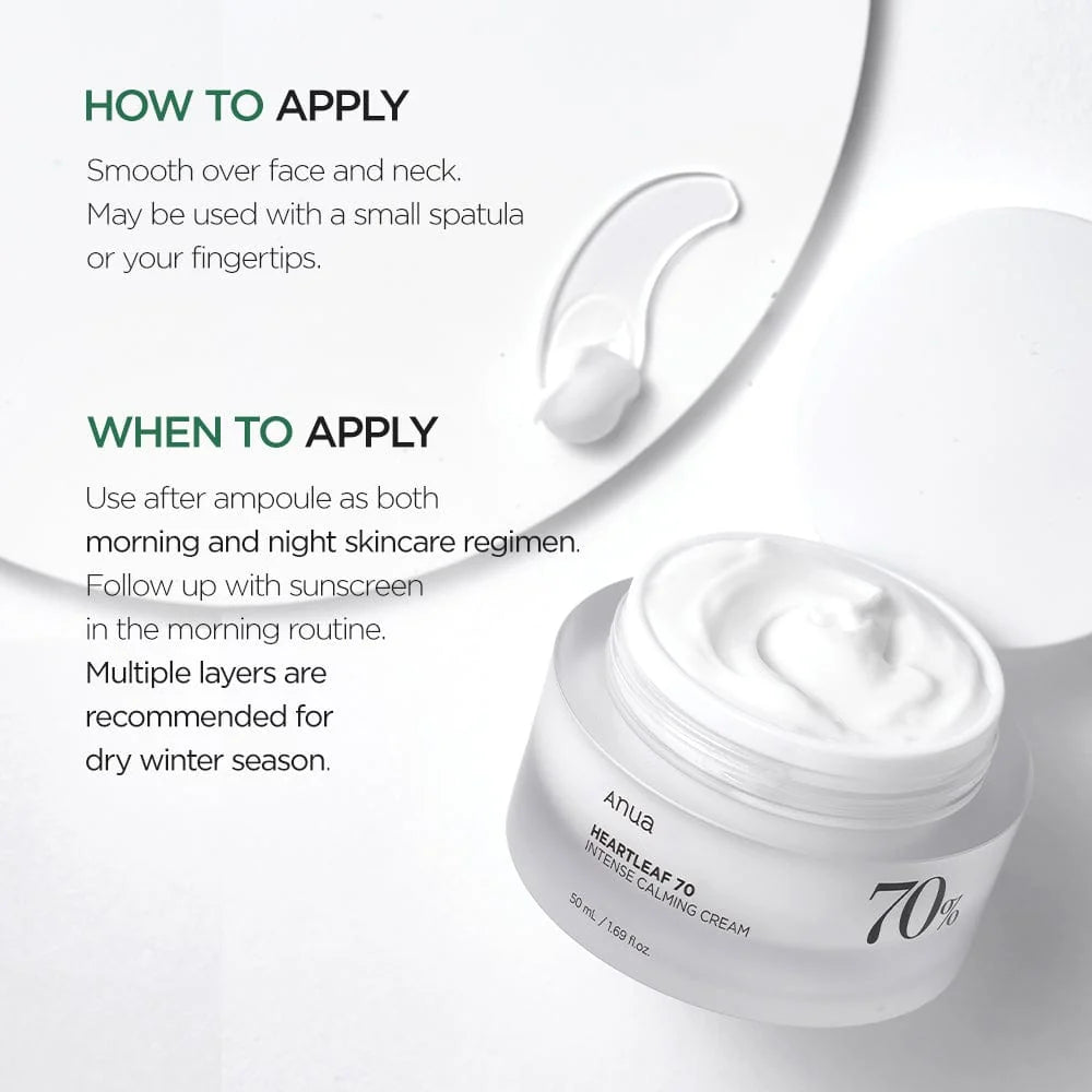 ANUA Heartleaf 70% Intense Calming Cream 50ml | ANUA হার্টলিফ 70% ইনটেন্স ক্যালমিং ক্রিম