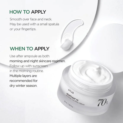 ANUA Heartleaf 70% Intense Calming Cream 50ml | ANUA হার্টলিফ 70% ইনটেন্স ক্যালমিং ক্রিম